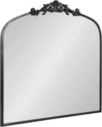 Kate and Laurel Arendahl Ornate Traditional Square Arched Mirror; 28 x 30; Antique Black; Decorative Baroque Style Arch Vintage Mirror with Wide Frame and Ornamental Crown