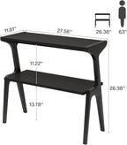 Tribesigns Solid Wood End Table, 2-Tier Modern Slim Couch Side Table with Storage Shelves, Tall Sofa Side Table with Cute Deer-Shaped Legs for Living Room, Skinny Bedside Nightstand for Bedroom, Black