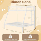 Giantex Metal Bunk Beds Twin Over Full Size, Heavy Duty Loft Bunk Bed with Ladder & Guardrail, Space Saving Bunk Bed for Dorm Apartment, Teens & Adults, Noise-Free, No Box Spring Needed, White