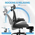 Ergonomic Office Chair with Headrest 3D, Mesh Office Desk Chair with Adjustable Lumbar Support, Computer Chair with Flip up Armrests, 350LBS Capacity - Design for Home/Offices - Black
