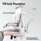 Ergonomic Office Chair: Mesh Desk Chair with Adjustable Lumbar Support 330lbs High Back Computer Gaming Chair - Work Chairs with Flip-Up Arms for Long Hours-Adults Home Office (Pink)