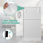 Giantex Bathroom Floor Storage Cabinet - Linen Floor Cabinet with Doors and Adjustable Shelves, Freestanding Side Storage Organizer for Bathroom, Living Room, Entryway, Kitchen Storage Unit (White)