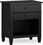 SIMPLIHOME Carlton SOLID WOOD 24 Inch Wide Contemporary Bedside Nightstand Table in Black, For the Living Room and Bedroom