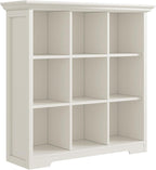 Wooden Cube Shelf Bookcase - Modern 3 Tiers Floorstanding Open Bookshelf with Base for Home and Office, 9 Cubes Storage Cabinet, Warm White