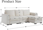 EALSON 93" Modular Sectional Sofa Comfy Cloud Couch with Ottoman Modern Convertible L Shape Couches with Wooden Legs Linen Deep Seat Couch 4-Seater Sofa for Living Room/Apartment, White