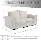 Modern Sectional Sofa for Living Room, Upholstered 2-Seater Modular Couches Linen Fabric Love Seat for Home Furniture, White