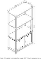 Furinno Go Green 4-Tier Multipurpose Storage Shelf with Bins, Set of 2, Dark Cherry