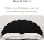 Queen Size Headboard Only, Petal Wall Mount Headboard Queen/Full Size for Adjustable Bed Velvet Upholstered Head Board Easy Assembly, Black