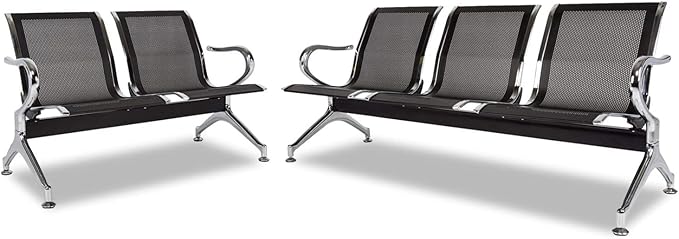 Kinsuite 5-Seat Office Guest Chairs & Reception Chairs - Waiting Room Chairs Airport Reception Seat Bench, Guest Chairs with Arms Lobby Bench Seating for Office Bank Airport Hospital, Black