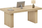 Tribesigns 63" Executive Desk, Modern Executive Office Desk with Thickened Desktop and Heavy-Duty Legs, Wood Writing Workstation Study Table Conference Table for Office, Natural
