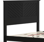 Serene Farmhouse Style Wood Bed in Full Size with Horizontal Scoring Headboard, Coastal Modern Design, Sturdy, Easy Assembly, Ample Underbed Storage, Black