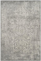 SAFAVIEH Evoke Collection Area Rug - 6'7" Square, Silver & Ivory, Distressed Design, Non-Shedding & Easy to Clean, Ideal for Living Room, Bedroom, Dining Space (EVK256S)