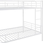 Merax Full Over Full Metal Bunk Bed with Ladder and high Guardrail, Able to Split, Storage Space, No Box Spring Needed, Noise Free, White
