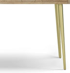 SIMPLIHOME Jager Console Table - 48 Inch Wide Solid Mango Wood Sofa Table in Natural, Mid-Century Modern Storage Table for Entryway or Living Room with 2 Drawers, Brass Inlay, and Gold Metal Legs