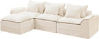 Hobestluk 120" Cloud Modular Sectional Couch 3-Seater Sofa with Ottoman L Shaped Sofa with Removable Cover Large Sofa Couch for Living Room (Beige, 3-Seater Sofa with One Ottoman)