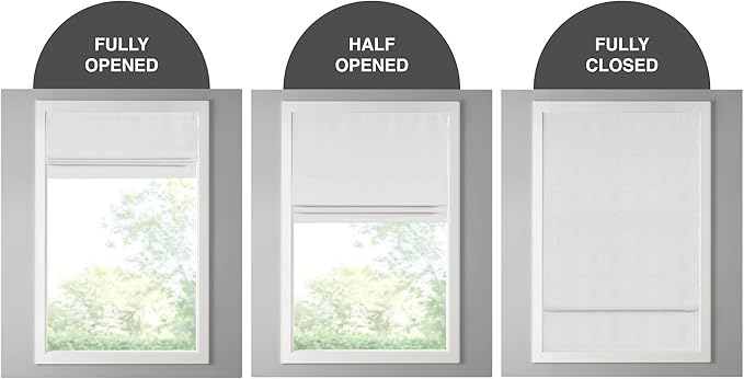 Madison Park Galen Cordless Roman Shade, 29"W x 64"H, Sheen White – Room Darkening, Thermal Insulated, Energy Efficient Window Blind with Subtle Sheen Basketweave Fabric for Privacy
