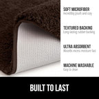 GORILLA GRIP Bathroom Rugs, 30x20, Ultra Soft Absorbent Mat, Thick Plush Bath Rug, Machine Washable, Microfiber Quick Dry, Mats for Shower, Bathtub and Floor, Home Decor Accessories, Brown