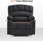 MCombo Power Lift Recliner Chair for Elderly, Lift Chair with Heat and Massage, Extra Wide Lift Recliner for Big People, Faux Leather R7096 (Medium-Wide, Black)