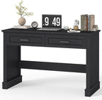 Farmhouse Executive Desk, 48 Inch Computer Desk with 2 Drawers, Simple Home Office Writing Desk Workstation for Bedroom Study Small Spaces, Black