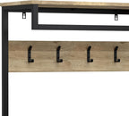 SIMPLIHOME Westmont Hall Tree Bench - 40 inch Wide Solid Mango Wood Entryway Seat in Natural, Industrial Bench for Entryway or Hallway with Metal Frame, Coat Hooks and Open Shelf