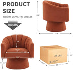 Swivel Accent Chair Set of 2, Upholstered Teddy 360° Swivel Barrel Chair for Living Room Overstuffed Bouncle Reading Chair Round Armchair for Bedroom,Vanity,Office-Orange