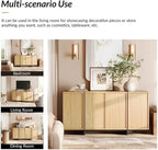WAMPAT Modern Sideboard Buffet Cabinet with 4 Doors, Multifunctional Sideboard with Large Storage and T-Shaped Legs, Coffee Bar Cabinet Storage Cabinet for Kitchen, Living Room, Oak