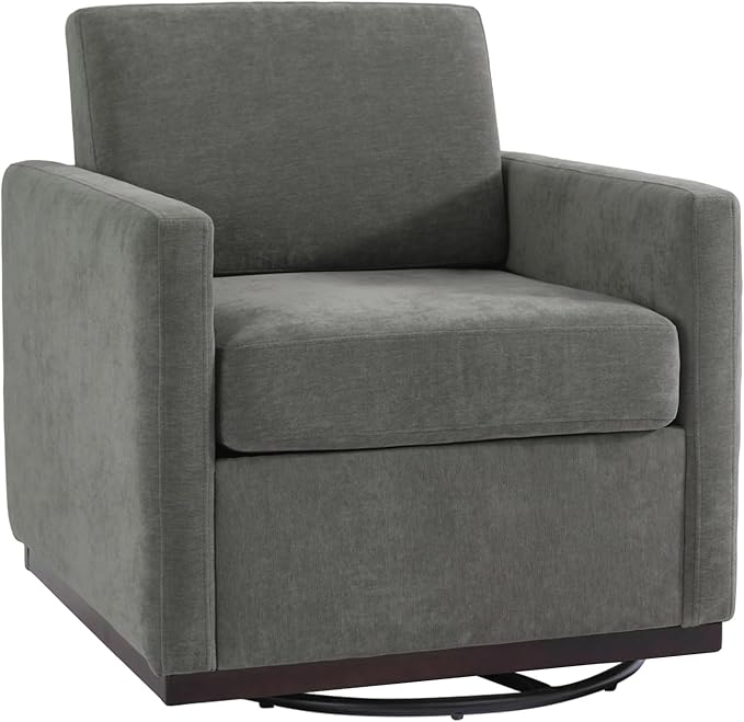 UIXE Swivel Accent Chair, Chenille Upholstered Armchair Comfy Club Chair for Living Room, Mid Century Modern Arm Chair Single Sofa Nook Bedroom Side Reading Seat - Gray
