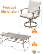 9-Piece Patio Dining Set for 8, Aluminum Outdoor Swivel Dining Set with Cushions, Outdoor Dining Set with Umbrella Hole, Patio Table and Chairs Furniture Sets for Deck, Garden Yard, Limed Oak