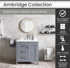 Hanover Ambridge 31'' Vanity Cabinet with Sink Combo for Bathroom, Powder Room | Pre-Assembled Cabinet | 1 Door, 3 Drawers | Artificial Stone Countertop, Gray Cabinet | HANVN0104-31-0GR