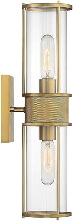 Possini Euro Design Miranda Modern Wall Light Sconce Warm Brass Gold Hardwired 4 1/2" 2-Light Fixture Clear Glass Shades for Bedroom Bathroom Vanity Reading Living Room Hallway House Home Decor