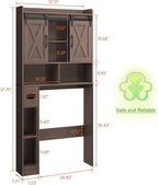 Vabches Over The Toilet Storage Cabinet, Farmhouse Storage Cabinet Over Toilet with Sliding Doors & Toilet Paper Holder Stand，Home Space-Saving Toilet Rack, for Bathroom, Laundry and Restroom