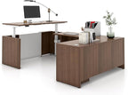 Adjustable Height Executive Standing Desk | Dual Motor Electric Sit-Stand Workstation with 4 Memory Handsetctric Sit-Stand Desk with Lockable Storage (1, U-Shape)
