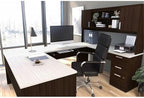 Pemberly Row U Shaped Computer Desk in Dark and White Chocolate