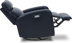 CHITA Genuine Leather Power Swivel Glider Recliner Chair for Adults, FSC Certified Electric Nursery Rocker Recliner Chair for Living Room, Navy Blue