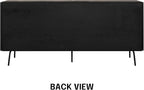 NTC Veil Large Sideboard with 2 Doors and 3 Drawers, Buffet Cabinet with Vertical Groove Design and Metal Legs, Storage Cabinet for Living Room, and Entryway, Effortless Assembly - Burnt Black