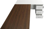 Leon 87" Wood Office Furniture Set of 3pcs | Executive Right Side L Shaped Corner Desk & File Drawers w/Telescopic Rail | Coffee Table | Storage Cabinet w/Chrome Handles | Modern Home Workstation