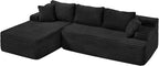 Hobestluk Modular Sectional Couch Sofa, 108" Boneless Couches for Living Room, Memory Foam Sectional Couch with Oversized Chaise,L-Shape Couches (Black, Left Facing)