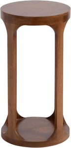 Kate and Laurel Dahl Modern Slatted Wooden Round Drink Table; 12 x 23; Walnut Brown; Transitional Wood Accent Pedestal Table for Use as Living Room Plant Stand or Small Bedroom Nightstand