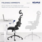 Nouhaus Ergonomic Mesh Office Chair Adjustable Lumbar Support and Flip-up Armrests High Back Headrest, Tilt Function Comfy Computer Gaming Chair Swivel Desk Chairs (Ergo Fit,Dark Black)