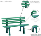 Plow & Hearth Weatherproof German PVC Outdoor Bench | Holds Up to 500 lbs | Garden Patio Porch Park Deck | Steel and Resin | Green