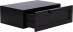 Kate and Laurel Ori Transitional Cane Rattan Floating Side Table with Pull-Out Storage Drawer, 18x13x6, Black