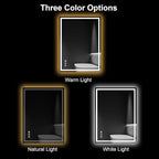 Awoco 48''x36'' LED Bathroom Mirror with Light, Lighted Vanity Mirror with Backlit and Front Light, Dimmable Anti-Fog Memory Function Lighted Mirror with 3 Colors for Bathroom Wall
