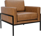 HomePop Modern Metal Frame Accent Chair Home Décor|Accent Chairs for Living Room & Bedroom - Carmel Faux Leather