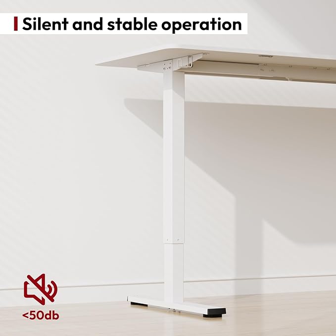 SANODESK Electric Standing Desk 48x24 Inch Height Adjustable Stand Up Desk Home Office Computer Workstation Sit Stand Home Office Desk with Splice Board (White Frame + White Top)
