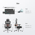 Newtral Ergonomic Office Chair with Fully Adaptive Lumbar Support, 136°Tilt Function, Computer Desk Chair with Soft 4D Armrest, Adjustable Headrest (Supreme with Laptop Tray, Black)