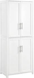 Crosley Furniture Savannah Tall Pantry Storage Cabinet with Shelves, Kitchen, Dining, or Laundry Room, White