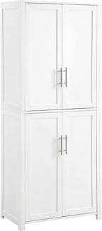 Crosley Furniture Savannah Tall Pantry Storage Cabinet with Shelves, Kitchen, Dining, or Laundry Room, White