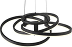 Possini Euro Design McKenna Sanded Black Pendant Lighting 26 1/2" Wide Modern Ribbon Rings Dimmable LED Fixture for Dining Room House Foyer Kitchen Island Entryway Bedroom Living High Ceilings