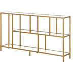 Henn&Hart 52" Wide Rectangular Console Table with Glass Shelves in Brass, Entryway Table, Accent Table for Living Room, Hallway