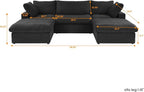 WJShome 118.02" Cloud Couch,Modular Sectional Sofa with 2 Storage Ottomans, U Shaped Down Filled Convertible Couch for Living Room Sets,Sofa Cover Washable & Replaceable(White)